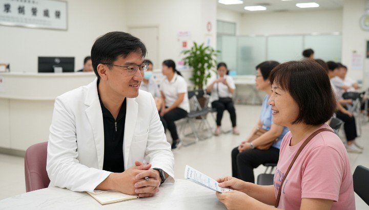 醫師專注向患者解說如何避開醫學美容推銷 溫馨診所空間內展示應對醫學美容推銷的指南 吳紹琥醫師親自諮詢並拒絕醫學美容推銷行為